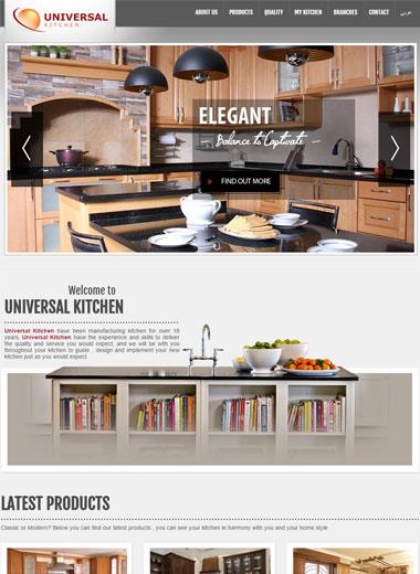 Universal Kitchens website, website design and development for universal kitchens one of the top kitchen factories in Jordan